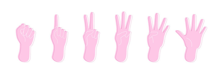 指で数を数えている手のイラストセット