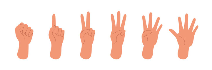 指で数を数えている手のイラストセット