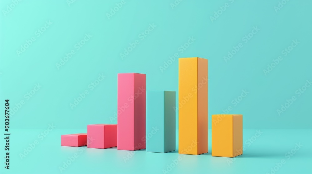 Poster a colorful stack of blocks with a blue background
