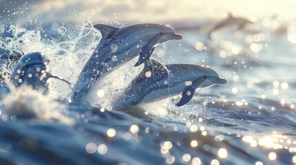 Dolphins Leap and Splash in the Sun