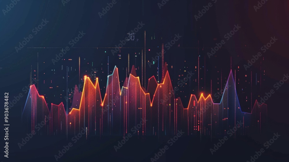 Poster a colorful graph with a red line that says 