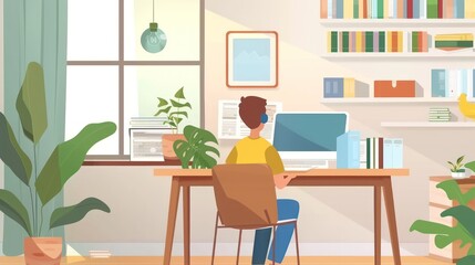 Teacher conducting an online lesson from home