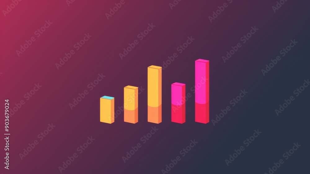 Poster a colorful image of a series of bars with a purple background