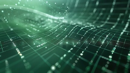 Obraz premium Abstract Green Digital Grid with White Glowing Lights
