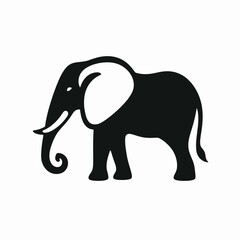 Obraz premium Black elephant silhouette. very simple and single elephant silhouette white background