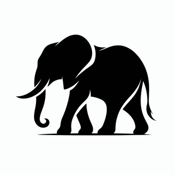 recommend clip art: Black elephant silhouette. very simple and single elephant silhouette white background