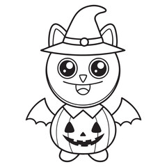 Halloween Coloring Pages for kids, Halloween Vector