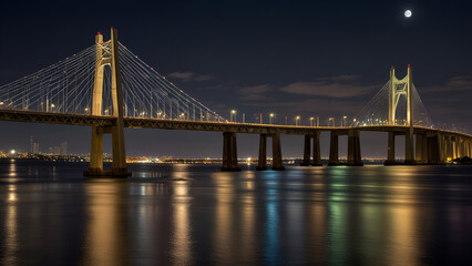 Obraz premium suspension bridge at night