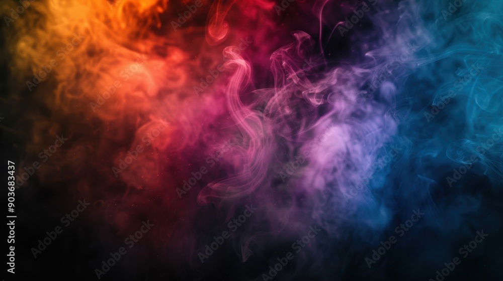 Aufkleber vibrant and colorful smoke swirls against a black background, creating a mesmerizing and abstract vi