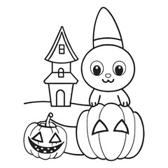 Halloween Coloring Pages for kids, Halloween Vector