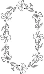 Floral Wreath Line Illustration