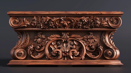 A wooden table with a floral design on it