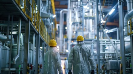 Workers in a chemical manufacturing plant