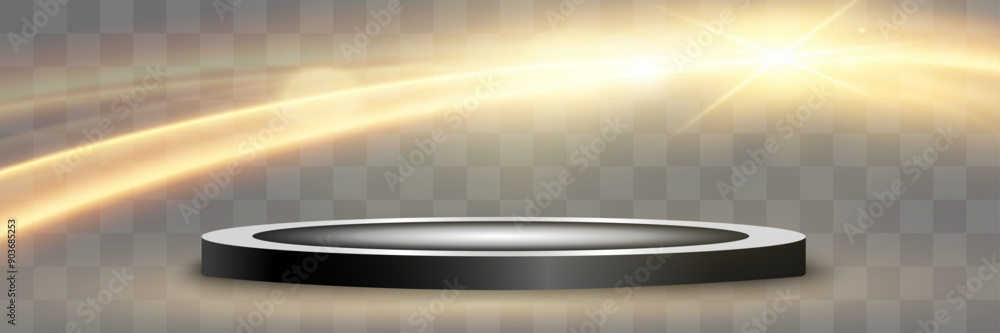 Poster podium with lighting effect. pedestal for presentation. stage illuminated with light effect.