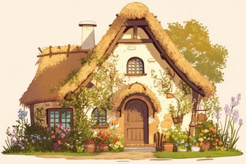 A tiny, adorable village with cobblestone streets and pastel-colored houses