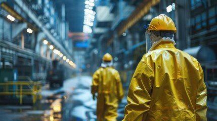 Workers in protective gear in a steel manufacturing facility