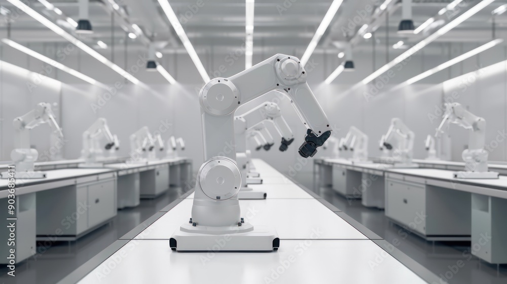 Poster robotics manufacturing line in action