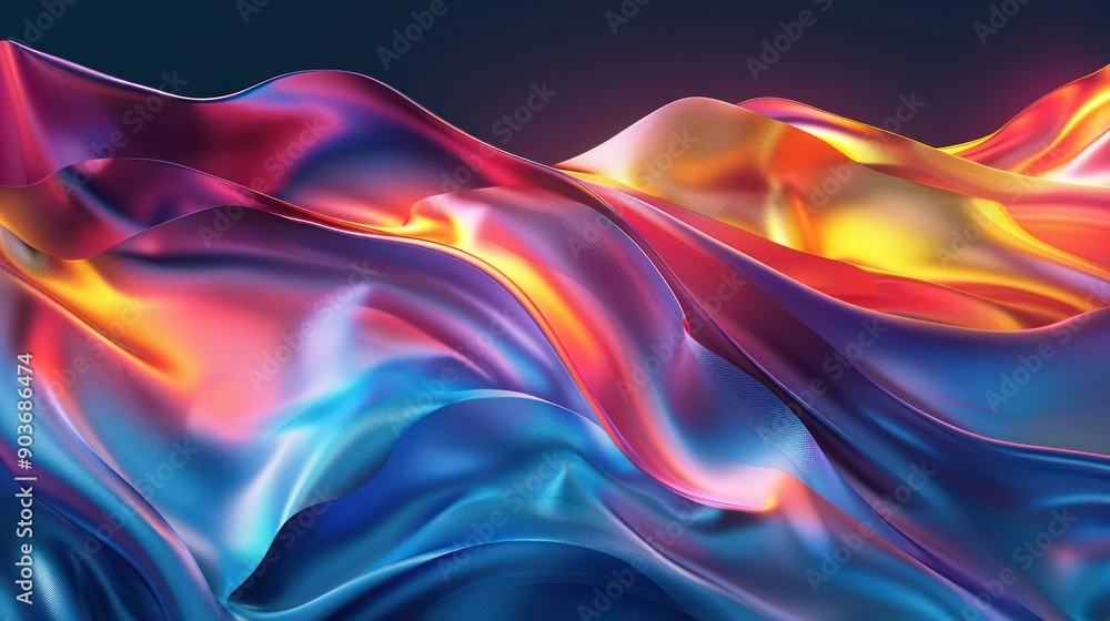 Poster an abstract modern background with a blend of vivid colors and flowing shapes