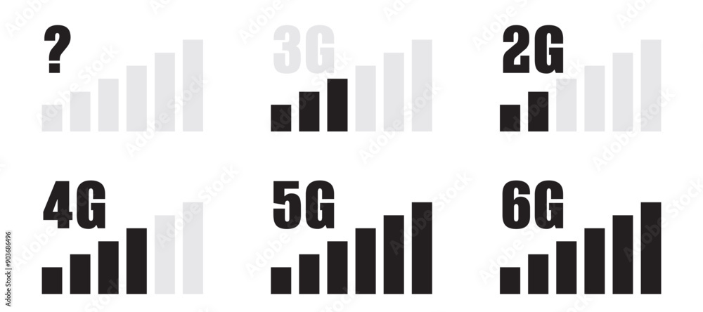 Poster signal level icon set. phone connection symbol collection. wireless, network level icons. vector