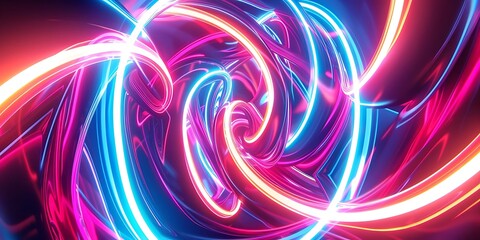 Abstract 3D Neon Lines Background - Vivid Colors, Swirling Forms, Futuristic Design
