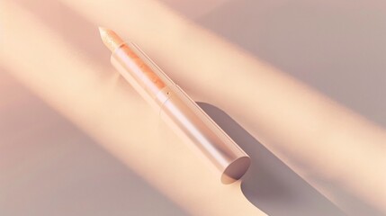 Minimalist flat lay of a single highlighter on a white background, depicted with ultra-sharp and precise 3D shading