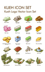 Kueh element logo vector icon set 