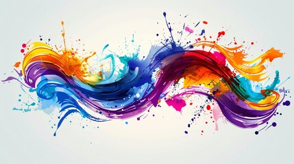 Fototapeta premium Colorful Abstract Wave with Paint Splatter