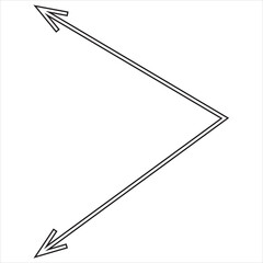 Double corner arrow. 90 degrees angle. Right angle symbol. Dual ended arrow.  Illustration on white background.