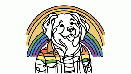 Golden Retriever Dog With LGBTQ Rainbow Pride Flag Funny Pround Mom Dad of Gay Lesbian Ally Vector svg Clipart  