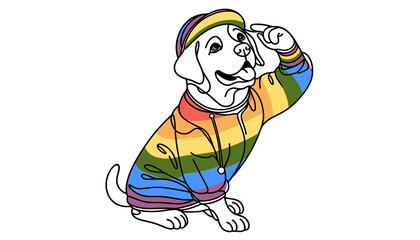  Labrador Retriever Dog With LGBTQ Rainbow Pride Flag Funny Pround Mom Dad of Gay Lesbian Ally  Vector svg Clipart 