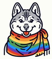  Siberian Husky Dog With LGBTQ Rainbow Pride Flag Funny Pround Mom Dad of Gay Lesbian Ally   Vector svg Clipart
