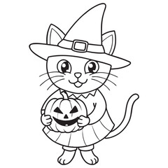 Halloween Coloring Pages for kids, Halloween Vector