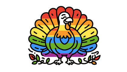  Turkey With LGBTQ Rainbow Pride Flag Funny Pround Mom Dad of Gay Lesbian Ally Vector svg Clipart  