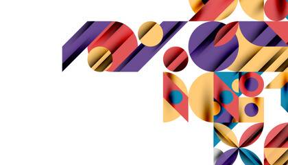 Neo memphis geometric pattern with circles, squares and lines. Pop art abstract background for covers, banners, flyers and posters and other templates