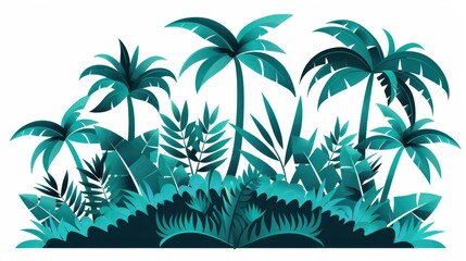 Obraz premium Lush jungle silhouettes contrast sharply against clean backgrounds, revealing natures vibrant forms and unique tree shapes.
