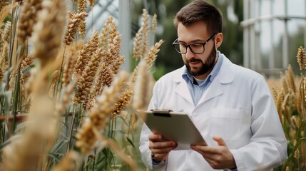 An agricultural scientist presenting research results