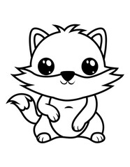 Fototapeta premium Cute Fox | Baby Fox| Fox | Sitting Baby Fox | Wild animal | Young Safari Animal | Little fox | Happy Fox | Original Illustration | Vector and Clipart | Cutfile and Stencil