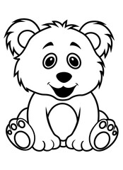 Obraz premium Cute Baby Bear | Baby Bear| Wild animal | Sitting Baby Bear | Animal Cub | Young Safari Animal | Little Teddy | Zoo Baby | Original Illustration | Vector and Clipart | Cutfile and Stencil