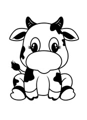 Cute Calf | Sitting Calf | Dairy Animal | Happy Calf | Baby calf | Toddler Cow | Farm Animal | Cute Cow | Original Illustration | Vector and Clipart | Cutfile and Stencil