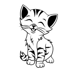 Cute Cat | Cat | Smiling Cat | Kitten | Happy cat | Cat Lover | Cute kitten | Domestic Animal | Original Illustration | Vector and Clipart | Cutfile and Stencil