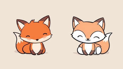 Obraz premium Adorable handdrawn fox print, ideal for kids rooms, adding charm and creativity to any wall space or as a sweet gift.