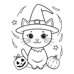 Halloween Coloring Pages for kids, Halloween Vector