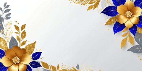 gold theme floral border with grey lining and white sp background