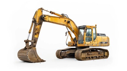 An excavator isolated on a pure white background