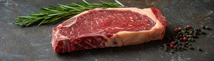 Fototapeta premium Prime Cut: Raw and Fresh Steak with Exquisite Marbling