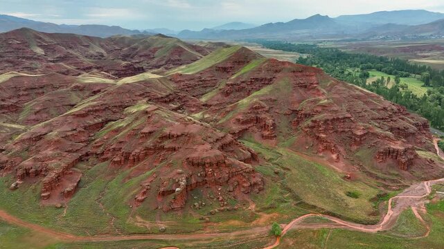 Red fairy chimneys shaped like formations that are millions of years old, Erzurum, Land of Red Fairies