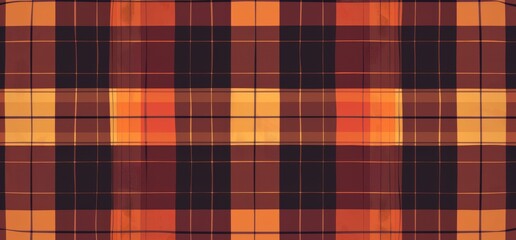 Obraz premium Autumn-themed plaid pattern with warm hues in flat illustration