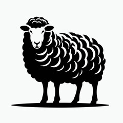 Obraz premium very simple and single sheep silhouette white background, Sheep silhouette vector illustration