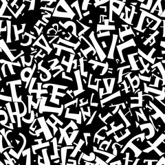 Obraz premium pattern from text, letters merged, minimalist, black and white 