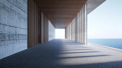 Fototapeta premium Empty room in a luxury property with outdoors views and wall panels. Luxurious residential Real Estate conceptual image.